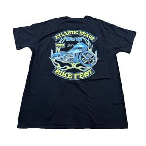 Atlantic Beach Bike‎ Fest Graphic Shirt Black Bikercore Y2K Streetwear Grunge L